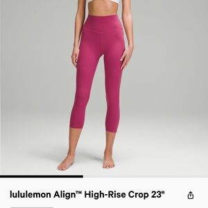 Lululemon align crop 23" HR washed mauve NWT size 4